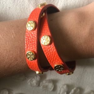 Tory Burch orange logo wrap bracelet